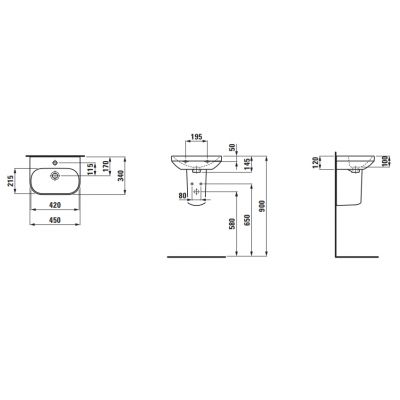 Laufen Lua umywalka 45x34 cm owalna ścienna biała H8150844001041