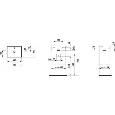 Laufen Kartell umywalka 45x34 cm prostokątna ścienna biała H8153307571041