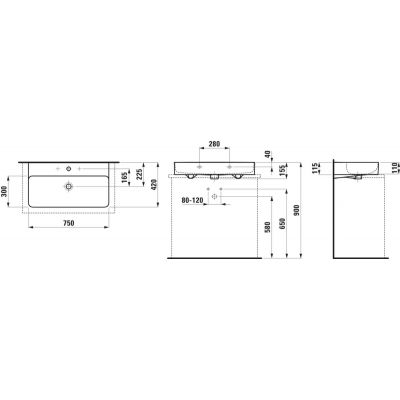 Laufen Val umywalka 75x42 cm prostokątna biała H8162850001091