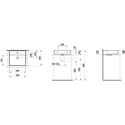 Laufen Kartell umywalka 50x46 cm prostokątna ścienna biały mat H8163327571041