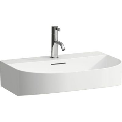 Laufen Sonar umywalka 3-otworowa 60x42 cm półokrągła ścienna-meblowa biała H8163420001081