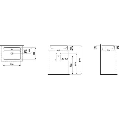 Laufen Savoy umywalka 55x38 cm prostokątna nablatowa biała H8169450001041