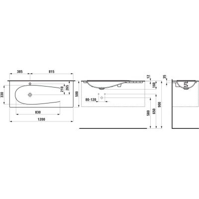 Laufen Il Bagno Alessi umywalka 120x50 cm prostokątna biała H8179794001041