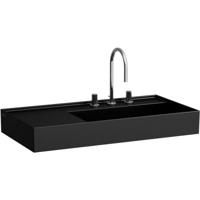 Laufen Kartell umywalka 90x46 cm ścienna asymetryczna czarny mat H8183397161111