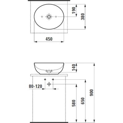 Laufen Ilbagnoalessi umywalka 45x38 cm owalna nablatowa biała H8189754001121