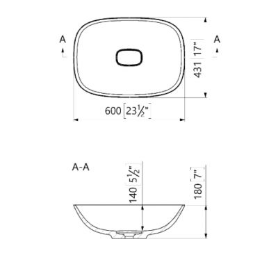 Lavaberg Hav umywalka 60x43 cm prostokątna nablatowa biały połysk 663129061003