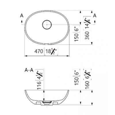 Lavaberg Skinn umywalka 47x36 cm owalna nablatowa biały połysk 663130051003