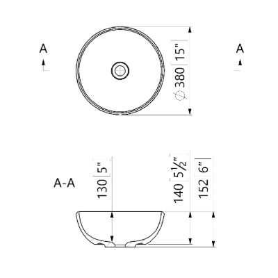 Lavaberg Freya umywalka 38x38 cm okrągła nablatowa biały połysk 663131040003