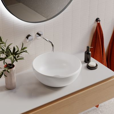 Lavaberg Freya umywalka 38x38 cm okrągła nablatowa biały mat 663131040033