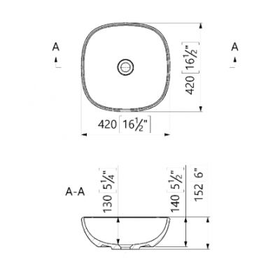 Lavaberg Freya umywalka 42x42 cm kwadratowa nablatowa biały mat 663132040033