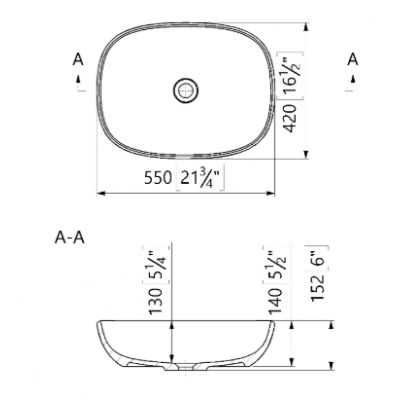 Lavaberg Freya umywalka 55x42 cm prostokątna nablatowa biały połysk 663132060003