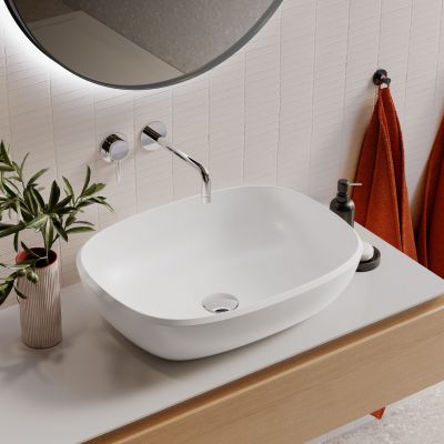 Lavaberg Freya umywalka 55x42 cm prostokątna nablatowa biały mat 663132060033