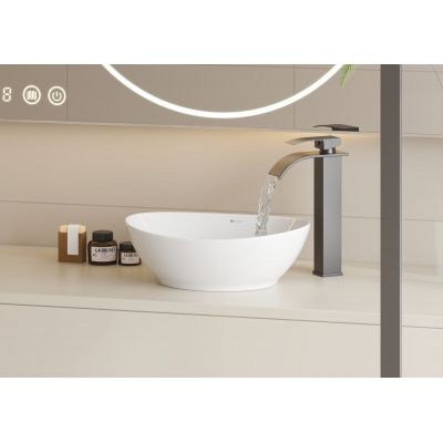 Megstyl Zora umywalka 41x34 cm owalna nablatowa biała 3192