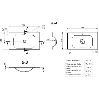 Miraggio Jessel umywalka 80x45 cm wpuszczana prostokątna biały połysk 0000748