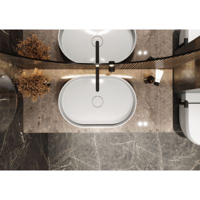 Miraggio Kira umywalka 60x40 cm owalna nablatowa biała 0001005