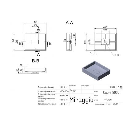 Miraggio Capri Mirasoft umywalka 49,4x39,5 cm prostokątna nablatowa biały mat 0001065