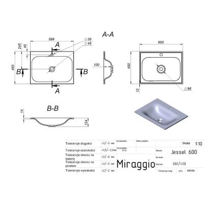 Miraggio Jessel Mirasoft umywalka 60x45 cm prostokątna wpuszczana biały mat 0001088