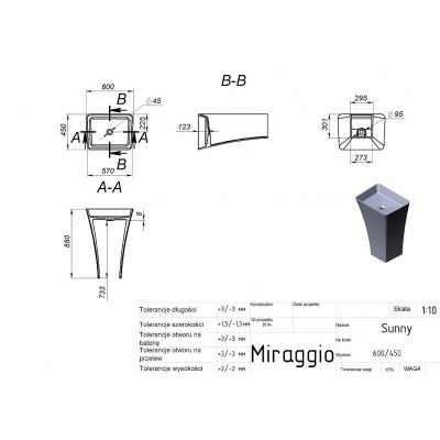Miraggio Sunny Mirasoft umywalka 60x45 cm prostokątna wolnostojąca biały mat 0001513