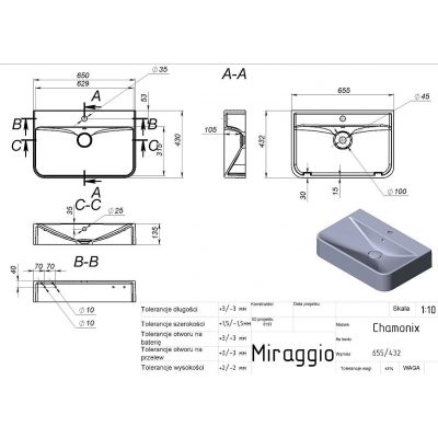 Miraggio Cyprus Mirasoft umywalka 65,5x43,2 cm prostokątna ścienna-nablatowa biały mat 0001592