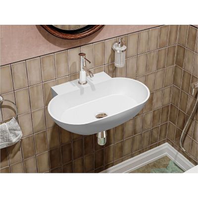 Miraggio Ruff umywalka 53x39 cm owalna ścienna-nablatowa biały połysk 0001882