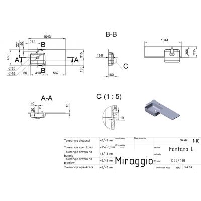 Miraggio Fontana L Matt umywalka 104x31,5 cm prostokątna wpuszczana biały mat 0001891