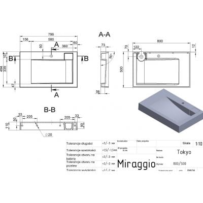Miraggio Tokyo Mirasoft umywalka 80x50 cm prostokątna biały mat 0002417
