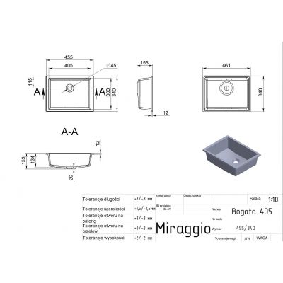 Miraggio Bogota Mirasoft umywalka 45,5x34 cm prostokątna wpuszczana biały mat 0002455