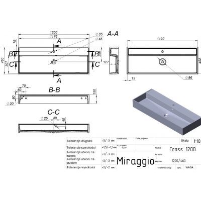 Miraggio Crass Mirasoft umywalka 120x46 cm prostokątna ścienna-nablatowa biały mat 0002541