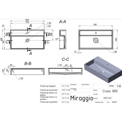 Miraggio Crass Mirasoft umywalka 80x46 cm prostokątna ścienna-nablatowa biały mat 0002544