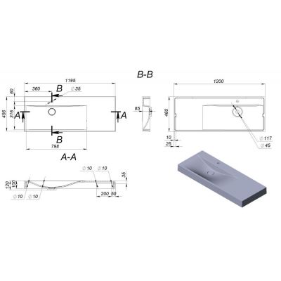 Miraggio Viola umywalka 120x46 cm prostokątna biała 0002660