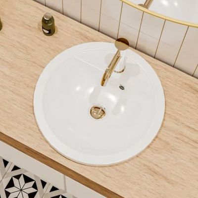 Miraggio Madison umywalka 43 cm wpuszczana okrągła biały połysk 0001053