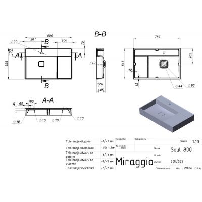 Miraggio Soul Mirasoft umywalka 80x52,5 cm prostokątna ścienna biały mat 8813308
