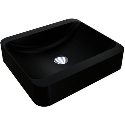 Miraggio Geneva Mirastone umywalka 43,9x38,9 cm prostokątna nablatowa czarny mat 8813464