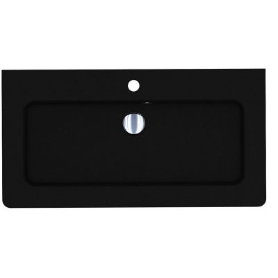 Miraggio Rostriks Tres Mirastone umywalka 80x42 cm prostokątna ścienna czarny mat 8813482