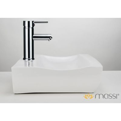 Massi Side umywalka nablatowa 61x41 cm asymetryczna biała MSU-5172B