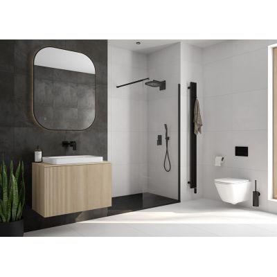 Oltens Nordlis lustro 80x100 cm prostokątne z oświetleniem od tyłu z matą grzewczą czarny 64127300