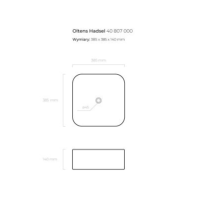 Oltens Hadsel umywalka 38,5x38,5 cm kwadratowa biała 40807000