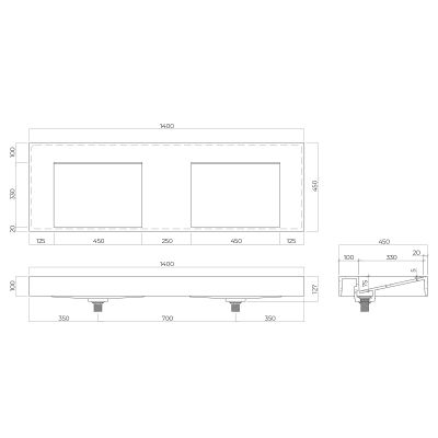 Oltens Stila umywalka 140x45 cm ścienna LavaForm biały połysk 40005000