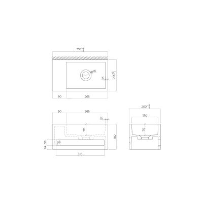 Oltens Fri umywalka 35,5x20 cm ścienna LavaForm lewa biały połysk 40006000