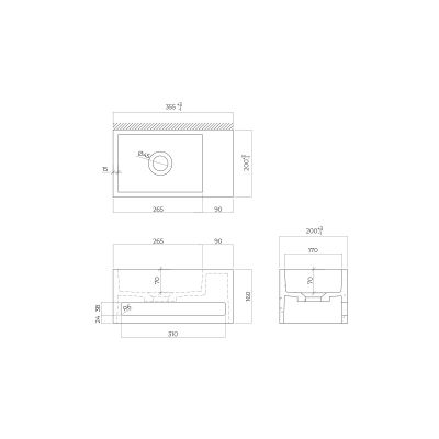 Oltens Fri umywalka 35,5x20 cm ścienna LavaForm prawa biały połysk  40007000