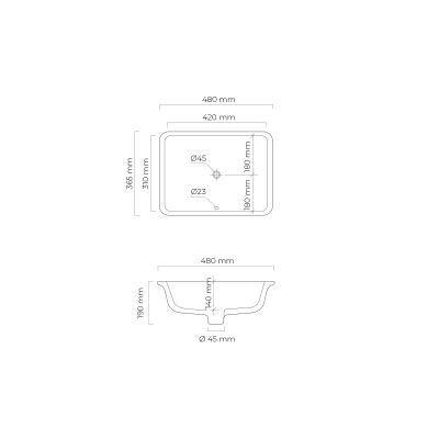 Oltens Drammen umywalka 48x36,5 cm podblatowa z powłoką SmartClean prostokątna biała 40606000