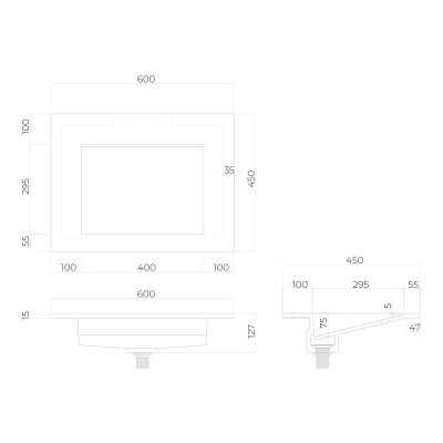 Oltens Stila umywalka 60x45 cm meblowa LavaForm biały połysk 40200000