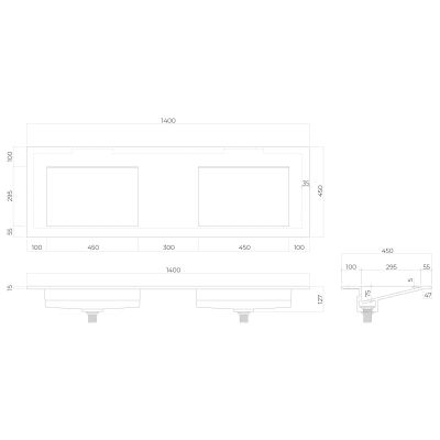 Oltens Stila umywalka 140x45 cm meblowa LavaForm biały połysk 40206000