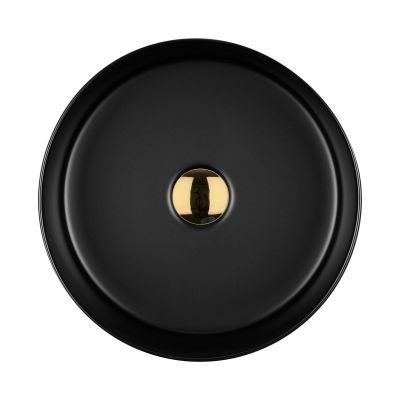 Oltens Lagde umywalka 35,5 cm nablatowa okrągła z powłoką SmartClean czarny mat 40804300