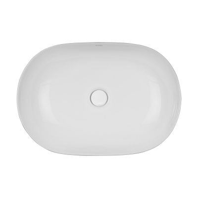 Oltens Hamnes Thin umywalka 60,5x41,5 cm nablatowa owalna z powłoką SmartClean biała 40820000
