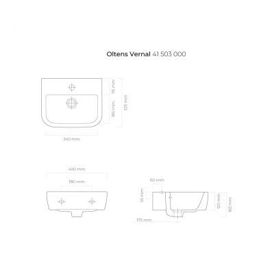Oltens Vernal umywalka 40x32,5 cm wisząca z powłoką SmartClean biała 41503000