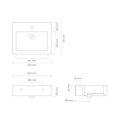 Oltens Susa umywalka 50x41 cm prostokątna ścienna-nablatowa biała 41403000