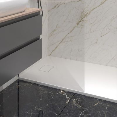Oltens Bergytan brodzik 100x80 cm prostokątny RockSurface biały 15100000