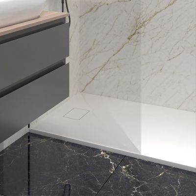Oltens Bergytan brodzik 120x90 cm prostokątny RockSurface biały 15104000