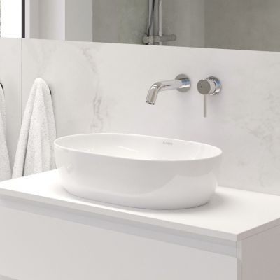 Oltens Hamnes Thin umywalka 49,5x35,5 cm nablatowa owalna biała 40319000